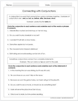 Coordinating and Subordinating Conjunctions - FANBOYS - Grades 3-4