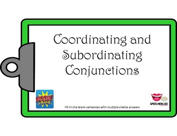 Preview of Coordinating and Subordinating Conjunctions Boom Cards