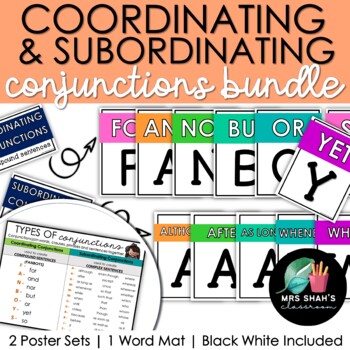 Preview of Coordinating and Subordinating Conjunctions | Bundle | Posters and Word List