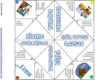 Preview of Biomes Cootie Catcher