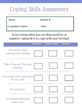 Preview of Coping Skills Assessment