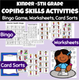 Coping Skills BUNDLE: Card Sort Activity, Worksheets, Bingo Game
