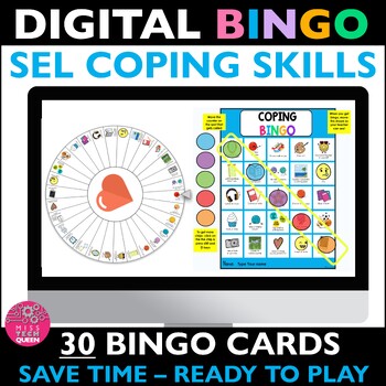 Preview of Coping Skills Bingo Games Social Emotional Learning Activities SEL Counseling