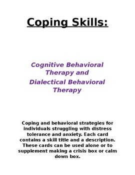 Preview of Coping Skills Cards: Cognitive Behavior Therapy and Dialectical Behavior Therapy