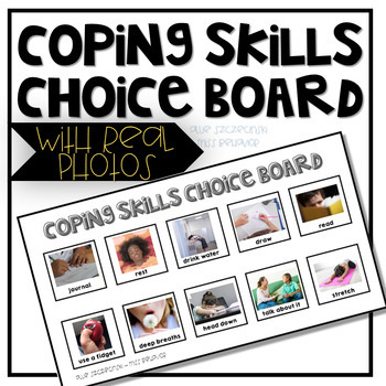 Preview of Coping Skills Choice Board - With Real Photographs