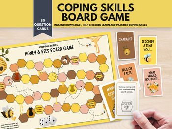 Preview of Coping Skills Counseling Board Game for Elementary & Middle School Kids