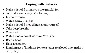 Preview of Coping Skills Handout