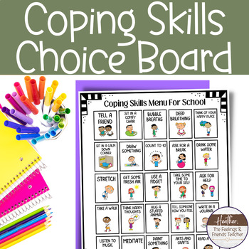 Preview of Coping Skills Menu & Chart For Students-- Behavior Management Tool