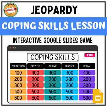 Preview of Coping Skills SEL Lesson Digital Game | Jeopardy | Middle School Counseling