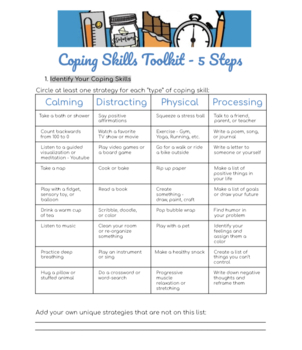 Preview of Coping Skills Worksheet