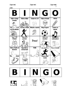 Preview of Coping Skills bingo