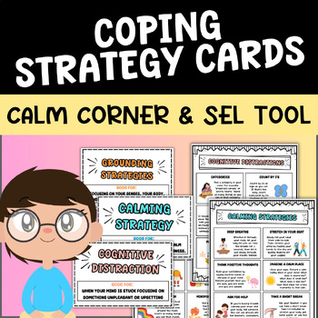 Preview of Coping Strategies Cards & Posters | Grounding, Calming, & Cognitive Distractions