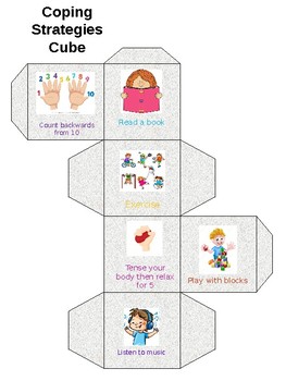 Preview of Coping Strategies Cube With Pictures