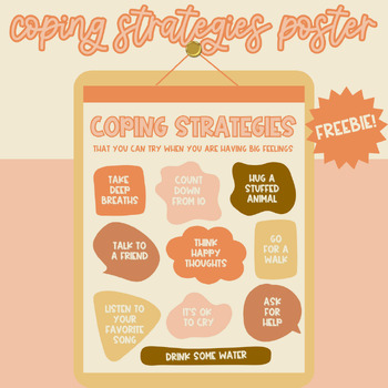 Preview of Coping Strategies Poster, Calm Down Corner, School Counselor Office