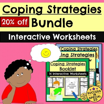 Preview of Coping Strategies Worksheets Bundle for Elementary Difficult Emotions