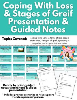 Preview of Coping With Loss & Stages of Greif Presentation & Guided Notes