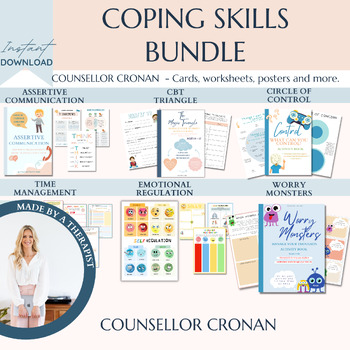 Preview of Coping skill bundle. Emotional regulation. Communication, SEL, worry monsters