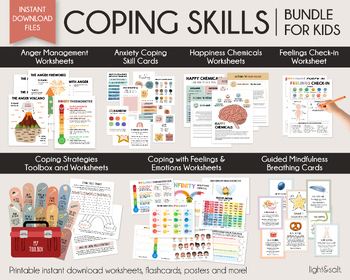Preview of Coping skills bundle for kids and teens, mental health bundle