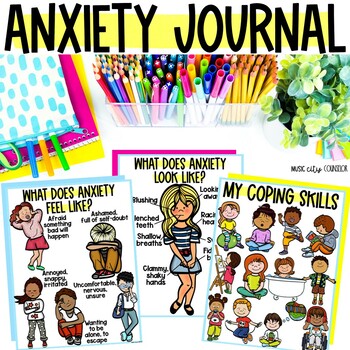 Preview of Coping with Anxiety Journal, Workbook, Worry, SEL & Counseling 
