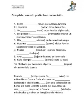 Preview of Copreterito and preterito Spanish exercises