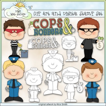 Cops And Robbers 1 Commercial Use Clip Art Black White Images