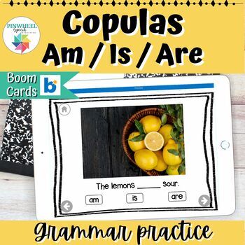 Preview of Copulas Copular Verbs Am Is Are Boom Cards™ Speech Therapy Grammar Activity