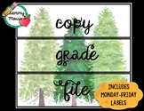 Copy, Grade, File Labels - Days of the Week - Forest Theme