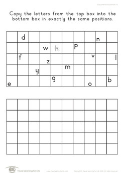 copy letter block positions visual perception worksheets tpt