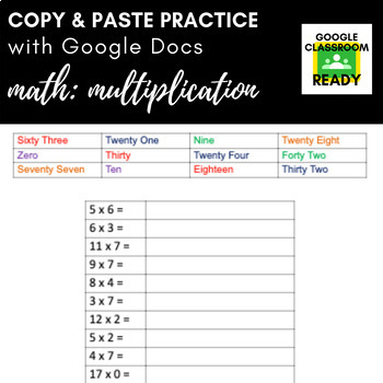 Preview of Copy & Paste Practice: Math - Multiplication (Google Version!)