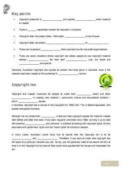 Preview of Copyright Introduction Australia Workbook