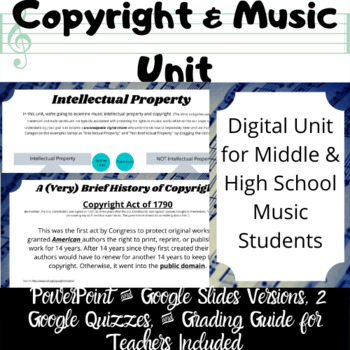 Preview of 4-Day Copyright in Music Digital Unit - Interactive PowerPoints & Quizzes