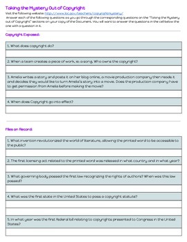 Preview of Copyright Worksheet - Taking the Mystery Out of Copyright