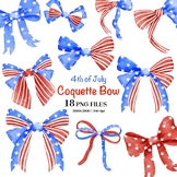 Coquette 4th Of July Bow Clipart, Patriotic Ribbon Png, In