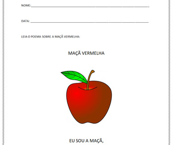 Preview of Cor vermelha/Maçã // Red color/Apple - Brazilian Portuguese for children