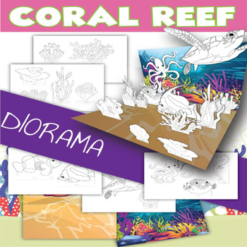 Preview of Coral Reef 3D Diorama Science Project Pop Up Craft Activity