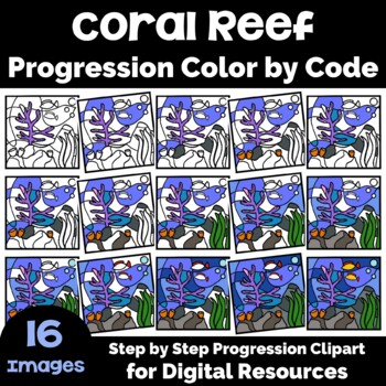 Preview of Coral Reef Progression Color by Code Clipart