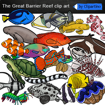 Preview of Coral reef Animals Clip Art/ The Great Barrier Reef/ Ocean animals fish Clip art