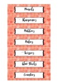 Coral themed tray labels