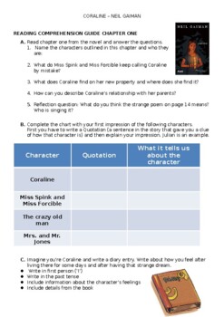 Preview of Coraline Graphic novel - Chapter 1 Worksheet ESL