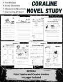 Coraline Novel Study BUNDLE / Vocabulary / Chapter Questio