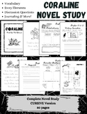 Coraline Novel Study CURSIVE / Chapter Questions / Vocabul