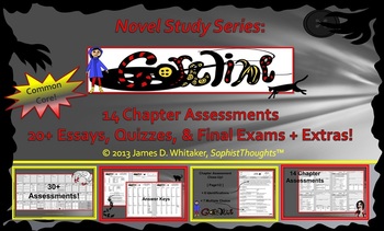 Preview of Coraline Novel Study Chapter Assessments Final Exams Essays Common Core