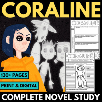 Preview of Coraline Novel Study Projects - Coraline by Neil Gaiman Activities & Questions