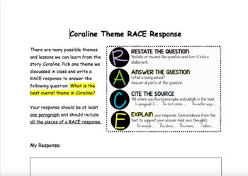 Preview of Coraline RACE Response - Theme