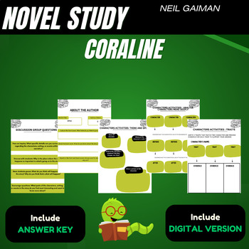 Preview of Coraline by Neil Gaiman Complete No-Prep Novel Study Unit