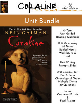 Preview of Coraline by Neil Gaiman Unit Bundle / Middle or High School ELA Literature