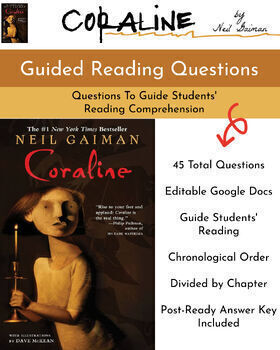 Preview of Coraline by Neil Gaiman Unit Guided Reading Questions for Middle or High School