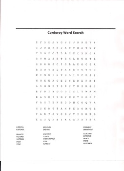 Corduroy Word Search Puzzle Free Great to Go with Corduroy Packet