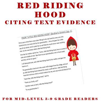 Preview of Cite Text Evidence - Complete Lesson High Interest - Red Riding Hood