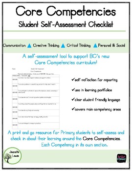 Preview of Core Competencies Self-Assessment Checklist to support BC's curriculum